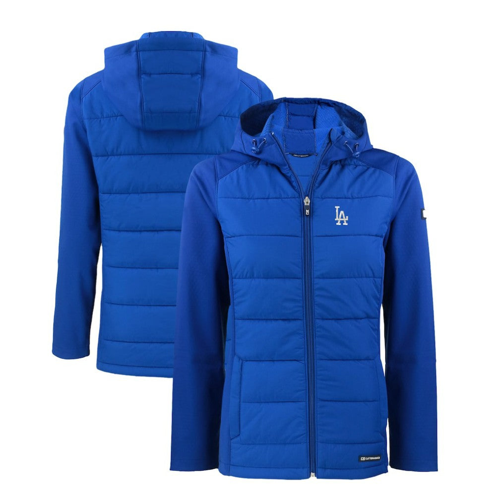 Los Angeles Dodgers Cutter & Buck Women's Evoke Hybrid Eco Softshell Recycled Full-Zip Hoodie Jacket Royal