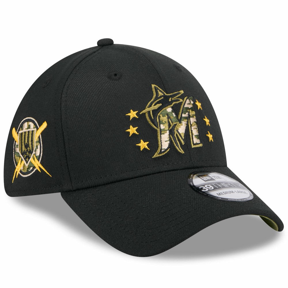 Miami Marlins 2024 Armed Forces Day 39THIRTY Flex Hat Black | New Era