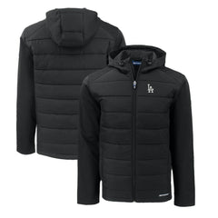 Los Angeles Dodgers Cutter & Buck Big & Tall Evoke Hybrid Eco Softshell Recycled Full-Zip Hoodie Black