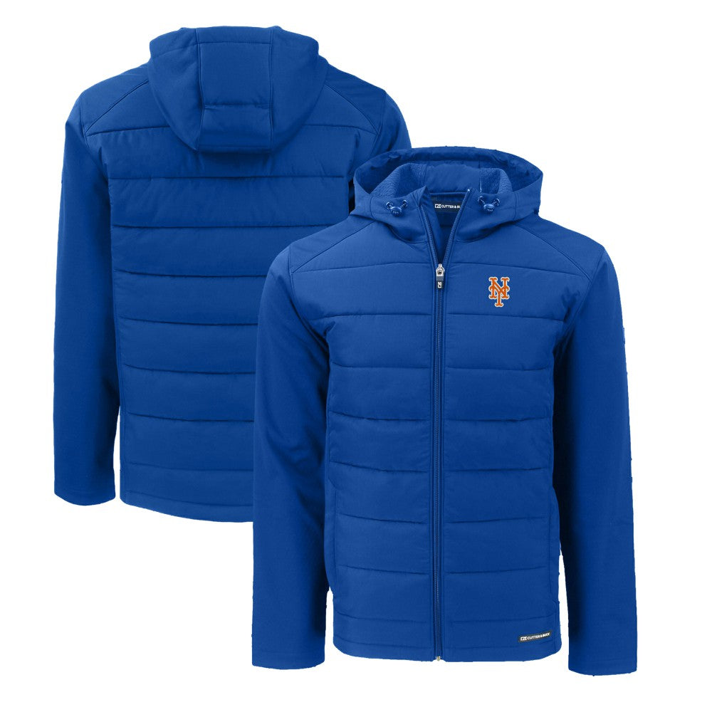 New York Mets Cutter & Buck Evoke Hybrid Eco Softshell Recycled Full-Zip Hoodie Royal