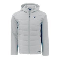 New York Yankees Cutter & Buck Evoke Hybrid Eco Softshell Recycled Full-Zip Hoodie Gray
