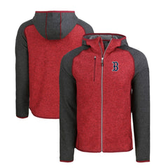 Boston Red Sox Cutter & Buck Mainsail Full-Zip Hooded Jacket Heather Charcoal/Red
