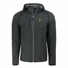 Milwaukee Brewers Cutter & Buck Mainsail Full-Zip Hooded Jacket Heather Charcoal