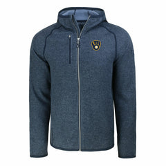 Milwaukee Brewers Cutter & Buck Mainsail Full-Zip Hooded Jacket Heather Navy