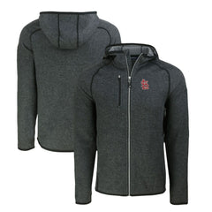 St. Louis Cardinals Cutter & Buck Mainsail Full-Zip Hooded Jacket Heather Charcoal