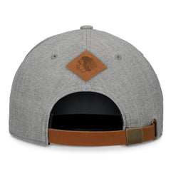 Chicago Blackhawks Fanatics Elements A-Frame Leather Strapback Hat Heather Gray