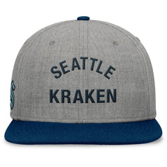 Seattle Kraken Fanatics Elements Flat Brim Leather Strapback Hat Heather Gray