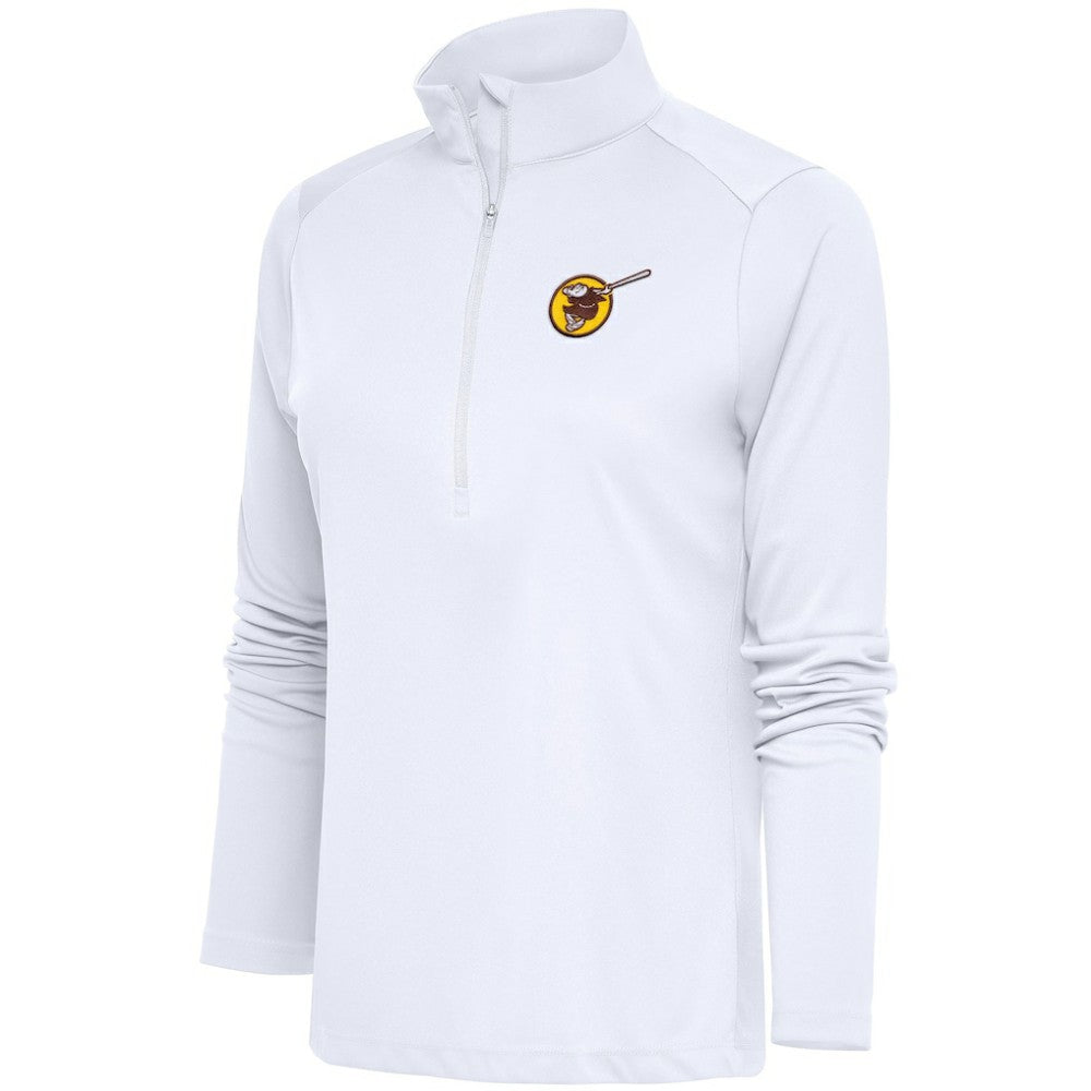 San Diego Padres Antigua Women's Cooperstown Tribute Half-Zip Pullover Top White