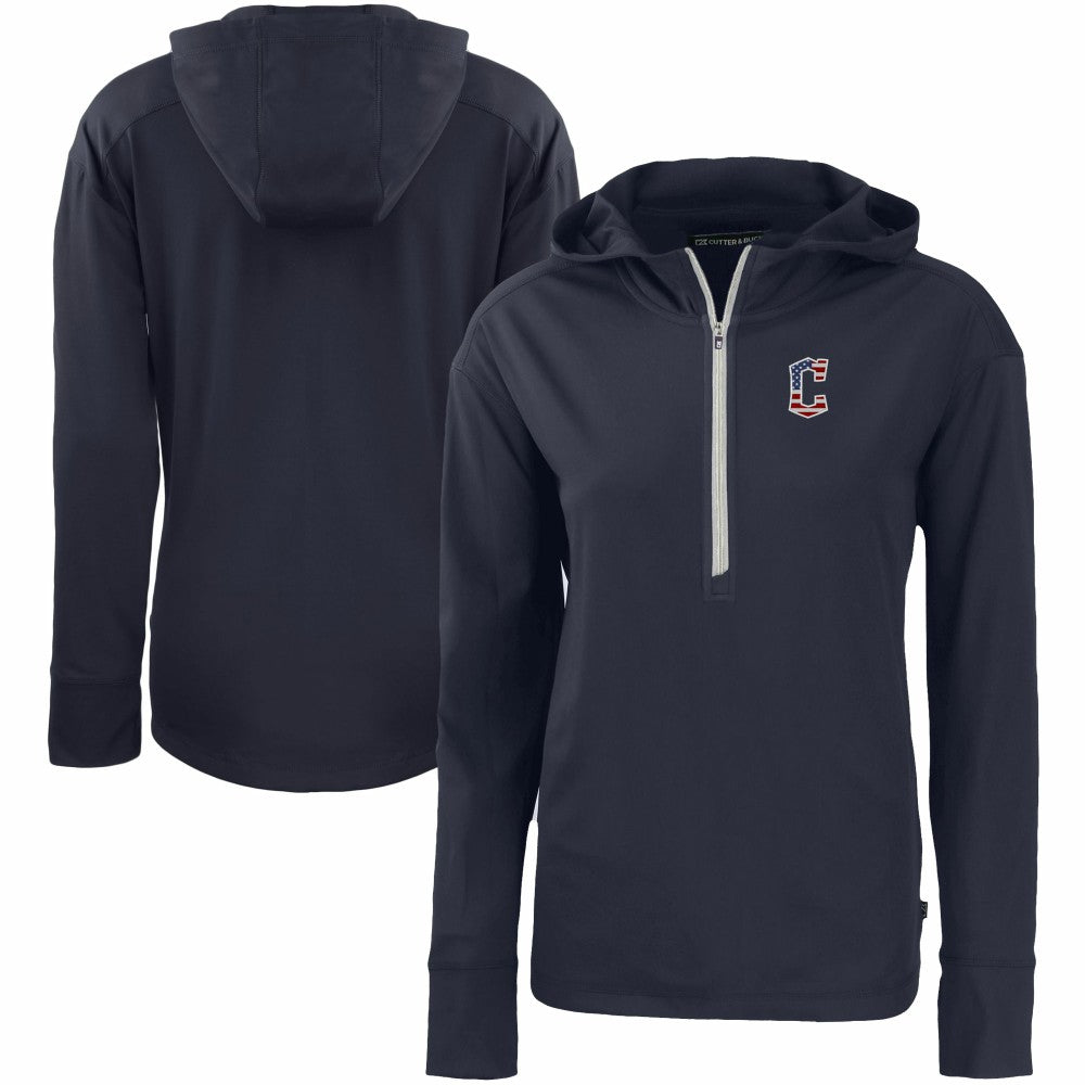 Cleveland Guardians Cutter & Buck Women's Daybreak Eco Recycled Half-Zip Hoodie Navy