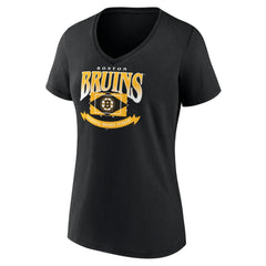Boston Bruins Women's Slapshot V-Neck T-Shirt Black