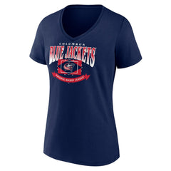 Columbus Blue Jackets Women's Slapshot V-Neck T-Shirt Navy