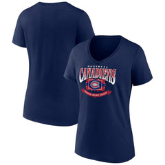 Montreal Canadiens Women's Slapshot V-Neck T-Shirt Navy