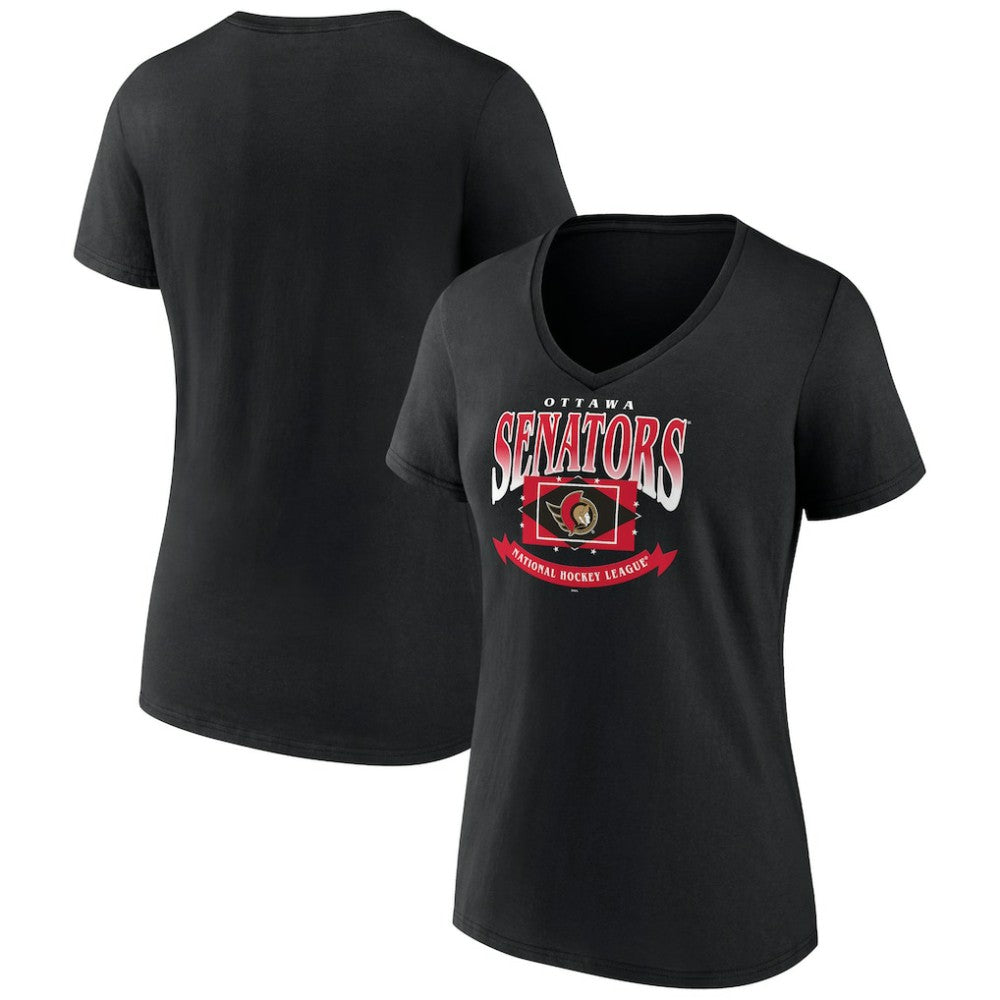 Ottawa Senators Women's Slapshot V-Neck T-Shirt Black
