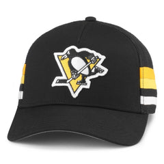 Pittsburgh Penguins American Needle HotFoot Stripes Trucker Adjustable Hat Black