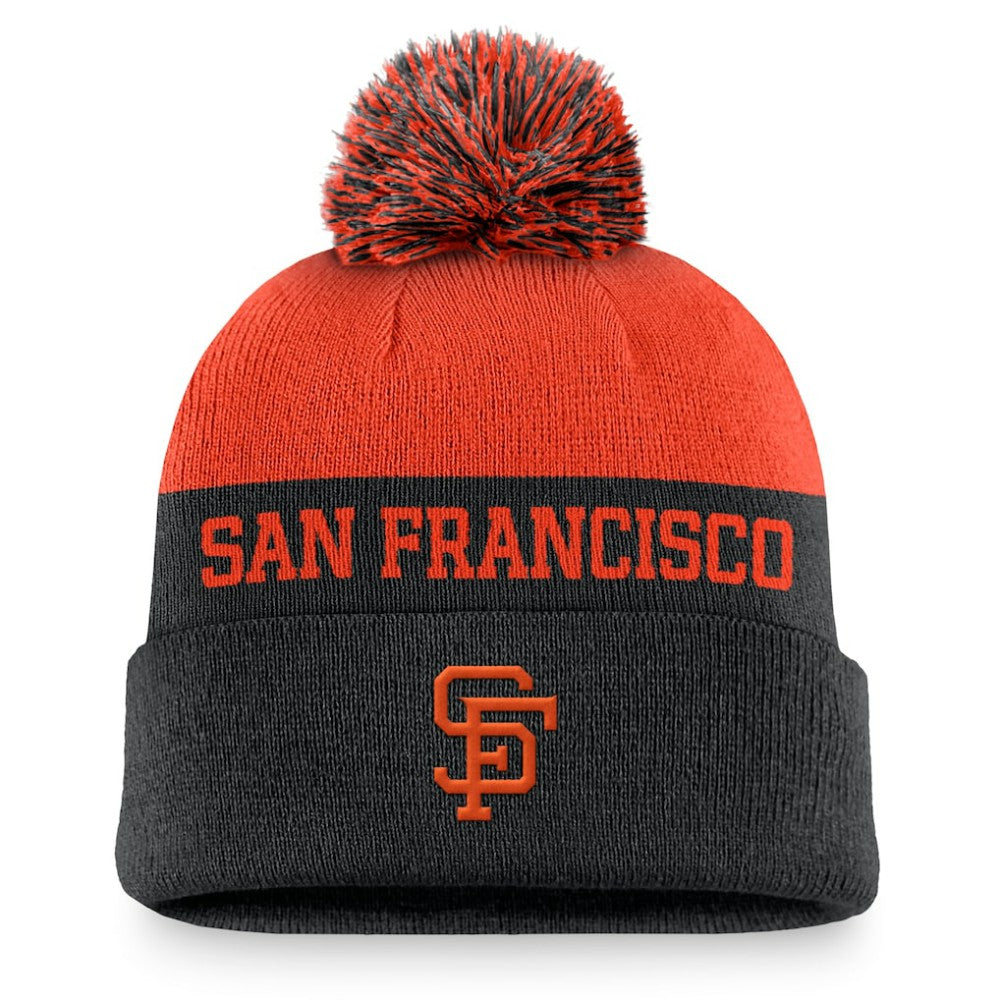 San Francisco Giants Rewind Peak Cuffed Knit Hat with Pom Black | Nike