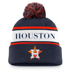Houston Astros Team Stripe Peak Cuffed Knit Hat with Pom Navy | Nike