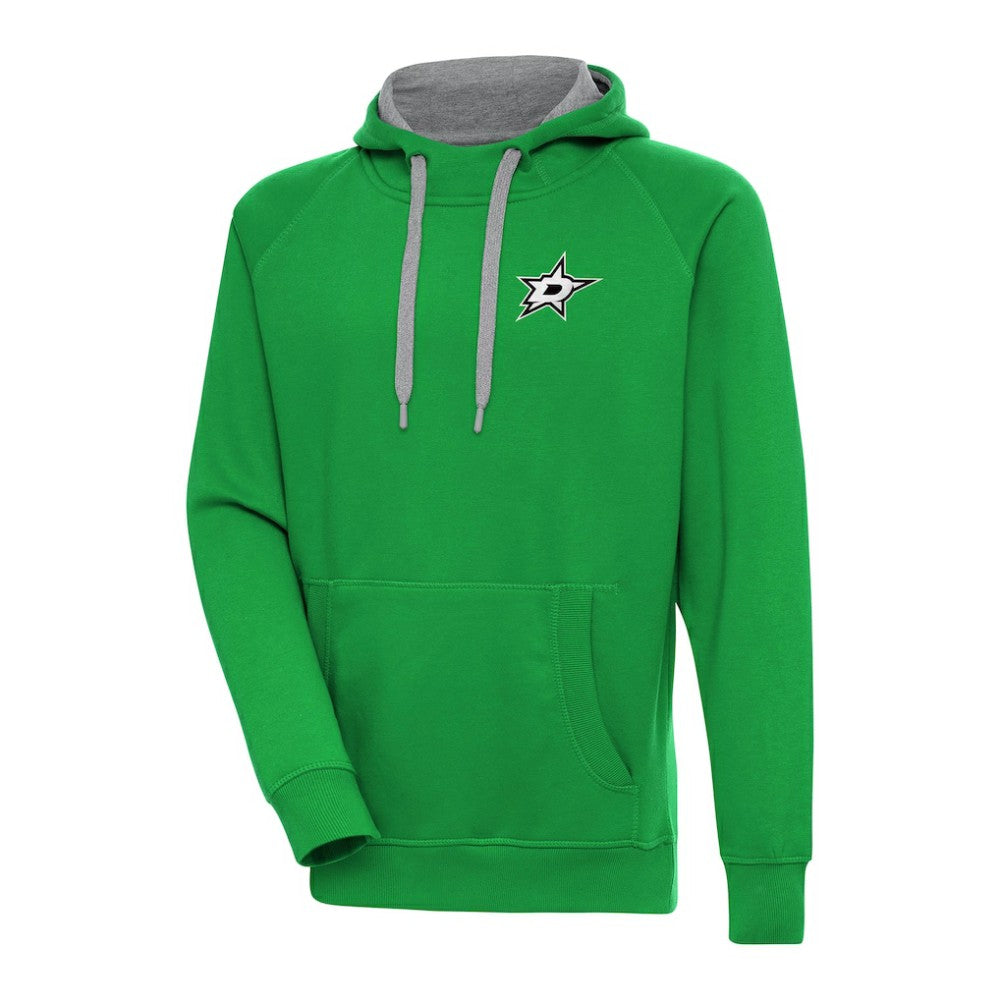 Dallas Stars Antigua Metallic Logo Victory Pullover Hoodie Kelly Green