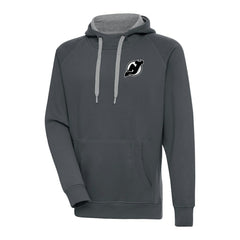 New Jersey Devils Antigua Metallic Logo Victory Pullover Hoodie Charcoal