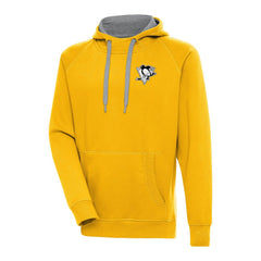 Pittsburgh Penguins Antigua Metallic Logo Victory Pullover Hoodie Gold