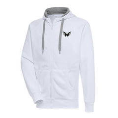 Washington Capitals Antigua Metallic Logo Victory Full-Zip Hoodie White
