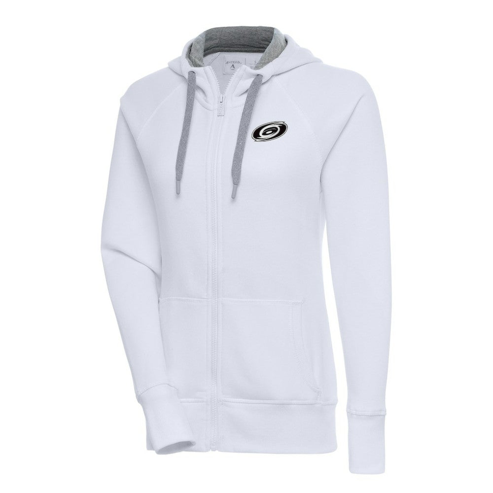 Carolina Hurricanes Antigua Women's Metallic Logo Victory Full-Zip Hoodie White