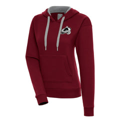 Colorado Avalanche Antigua Women's Metallic Logo Victory Pullover Hoodie Burgundy