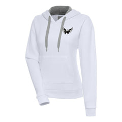 Washington Capitals Antigua Women's Metallic Logo Victory Pullover Hoodie White