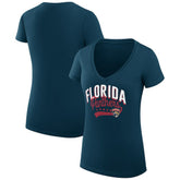 Florida Panthers G-III 4Her by Carl Banks Women's Super-Slim Fit Lightweight Filigree Logo V-Neck T-Shirt – Navy