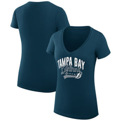 Tampa Bay Lightning G-III 4Her by Carl Banks Women's Super-Slim Fit Lightweight Filigree Logo V-Neck T-Shirt – Navy