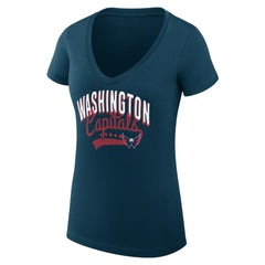 Washington Capitals G-III 4Her by Carl Banks Women's Super-Slim Fit Lightweight Filigree Logo V-Neck T-Shirt – Navy