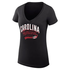 Carolina Hurricanes G-III 4Her by Carl Banks Women's Super-Slim Fit Lightweight Filigree Logo V-Neck T-Shirt – Black