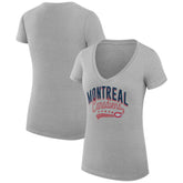 Montreal Canadiens G-III 4Her by Carl Banks Women's Super-Slim Fit Lightweight Filigree Logo V-Neck T-Shirt – Gray