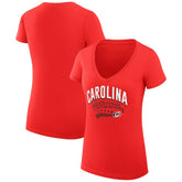 Carolina Hurricanes G-III 4Her by Carl Banks Women's Super-Slim Fit Lightweight Filigree Logo V-Neck T-Shirt – Red