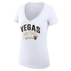 Vegas Golden Knights G-III 4Her by Carl Banks Women's Super-Slim Fit Lightweight Filigree Logo V-Neck T-Shirt – White