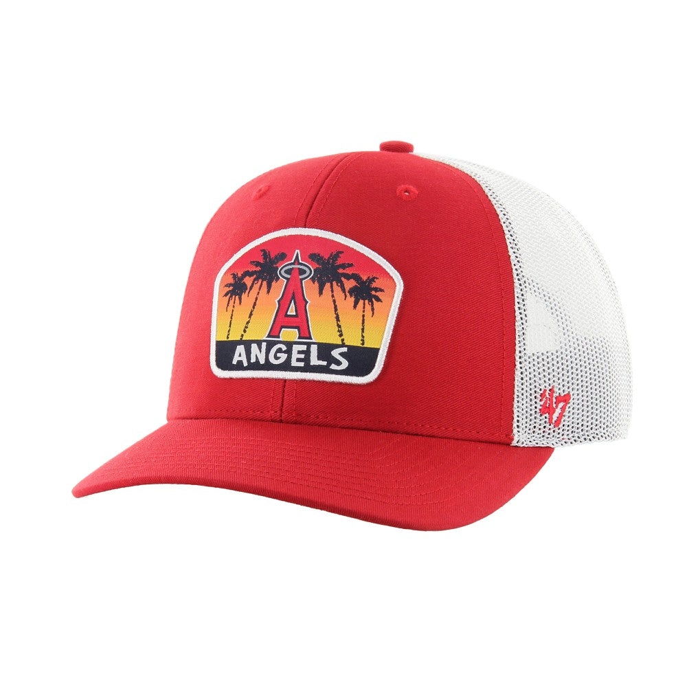 Los Angeles Angels Retro Region Patch Trucker Adjustable Hat Red | 47 brand