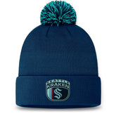Seattle Kraken Fanatics 2024 NHL Draft Cuffed Knit Hat with Pom Deep Sea Blue