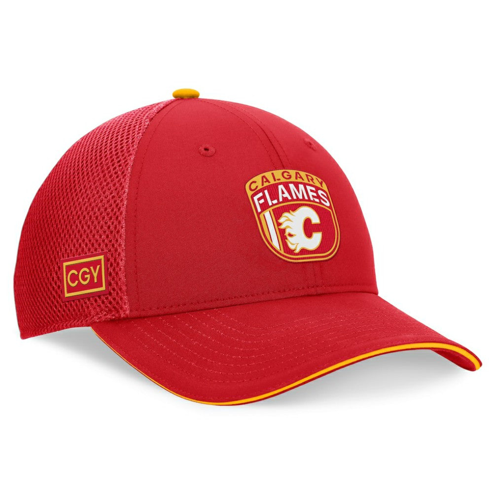 Calgary Flames Fanatics 2024 NHL Draft On Stage Trucker Adjustable Hat Red