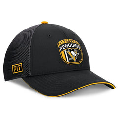 Pittsburgh Penguins Fanatics 2024 NHL Draft On Stage Trucker Adjustable Hat Black