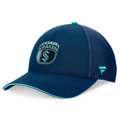 Seattle Kraken Fanatics 2024 NHL Draft On Stage Trucker Adjustable Hat Deep Sea Blue