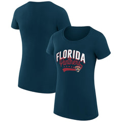 Florida Panthers G-III 4Her by Carl Banks Women's Super-Slim Fit Lightweight Filigree Logo T-Shirt – Navy
