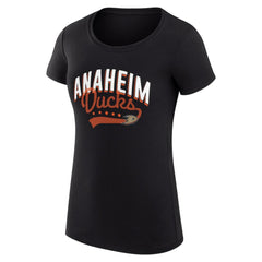 Anaheim Ducks G-III 4Her by Carl Banks Women's Super-Slim Fit Lightweight Filigree Logo T-Shirt – Black