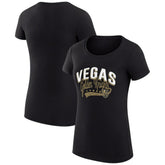 Vegas Golden Knights G-III 4Her by Carl Banks Women's Super-Slim Fit Lightweight Filigree Logo T-Shirt – Black
