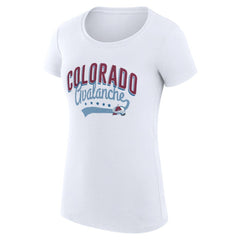 Colorado Avalanche G-III 4Her by Carl Banks Women's Super-Slim Fit Lightweight Filigree Logo T-Shirt – White