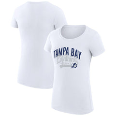 Tampa Bay Lightning G-III 4Her by Carl Banks Women's Super-Slim Fit Lightweight Filigree Logo T-Shirt – White