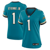 Travis Etienne Jr Jacksonville Jaguars Women's Prowler Throwback Game Jersey - Teal