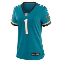 Travis Etienne Jr Jacksonville Jaguars Women's Prowler Throwback Game Jersey - Teal