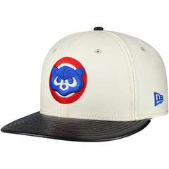 Chicago Cubs Game Night Leather Visor 59FIFTY Fitted Hat Cream | New Era