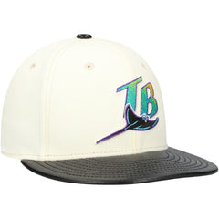 Tampa Bay Rays Game Night Leather Visor 59FIFTY Fitted Hat Cream | New Era