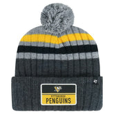 Pittsburgh Penguins '47 Stack Patch Cuffed Knit Hat with Pom Gray