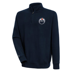 Edmonton Oilers Antigua Victory Quarter-Zip Pullover Top Navy